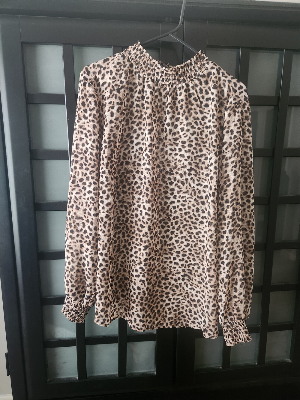 torrid Beige and Black Leopard Print Long Sleeve Blouse